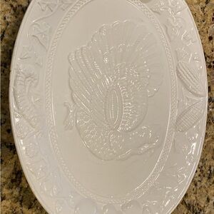 Classic White Embossed Turkey Platter
